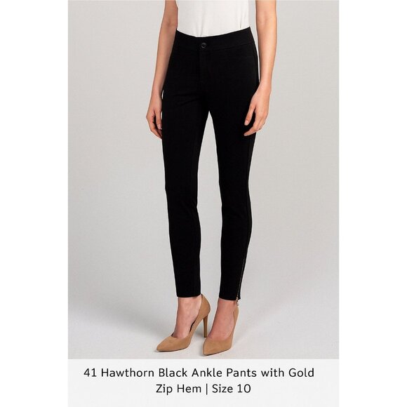 41 Hawthorn Black Ankle Pants with Gold Zip Hem | Size 10 - Picture 1 of 9